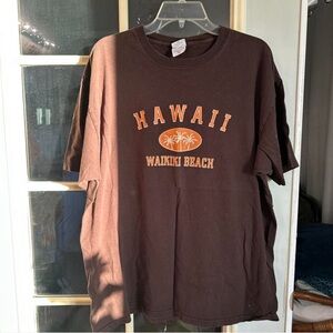 Anvil Brown Hawaii Waikiki Beach T-Shirt